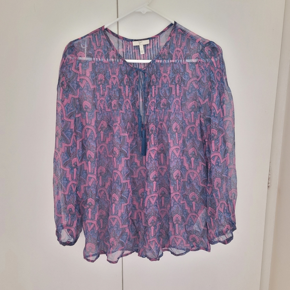 Joie sheer silk floral blouse